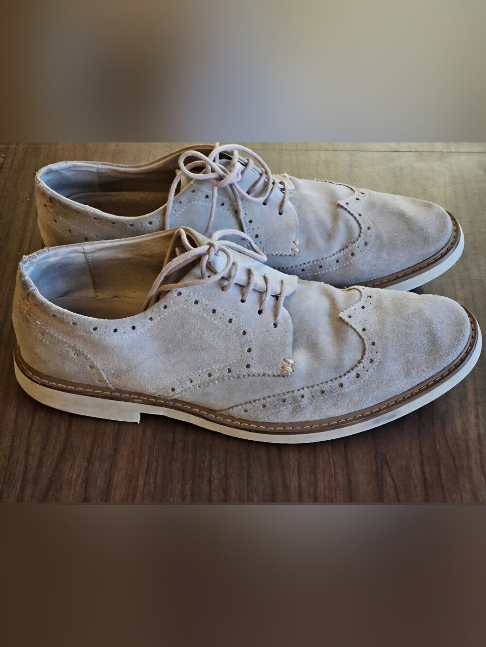Attitude Grey Suede Wingtip Oxford Derby Shoes Men's Size 11 Business Casual